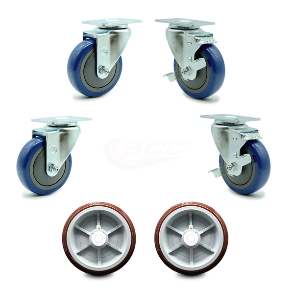 Service Caster Regency 600UBCKIT6 U-Boat Cart Caster and Wheel Replacement Set - USAREG20S414PPUBBLU-TP2-2-TLB-2PPUD820-2